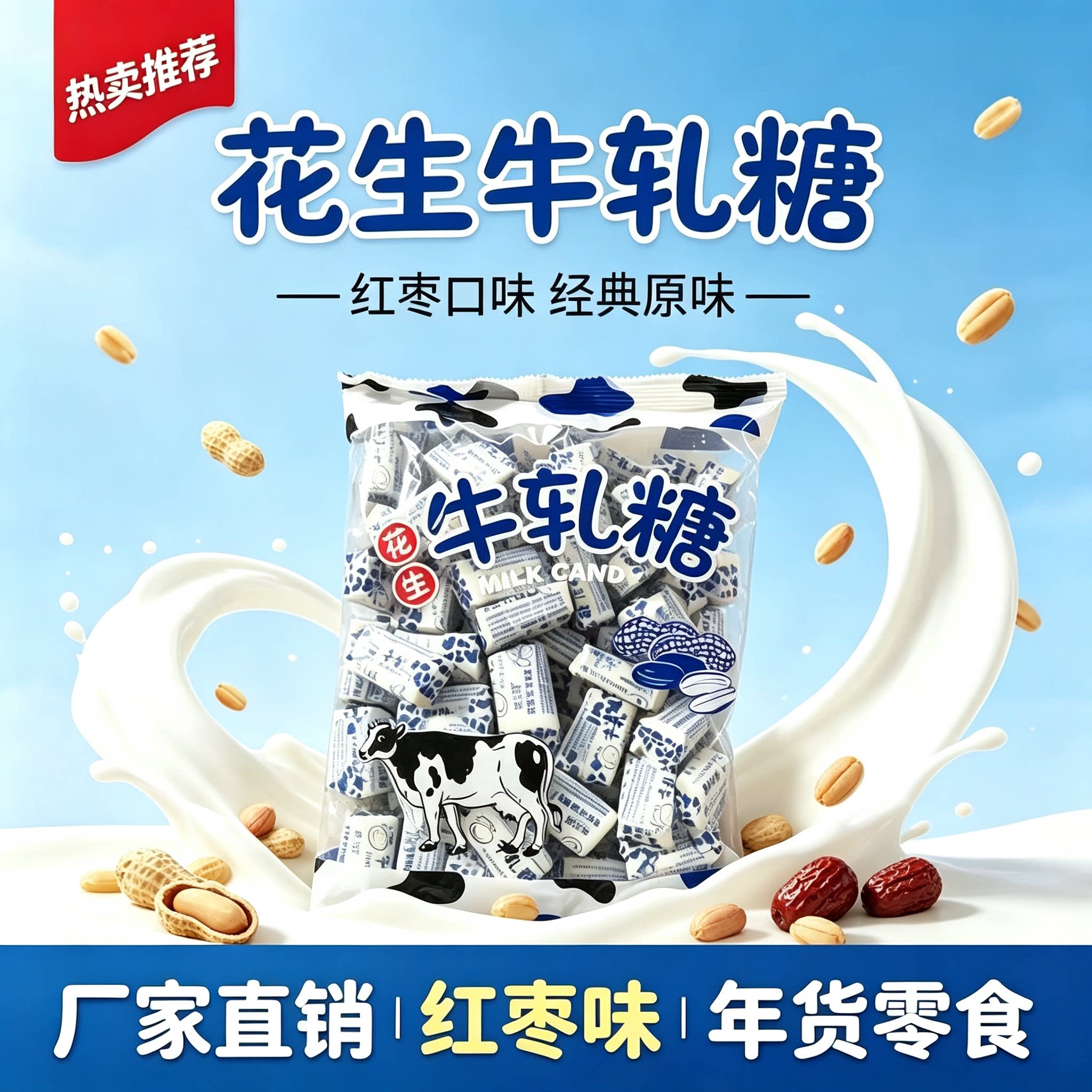 正宗花生牛轧糖红枣味奶糖
