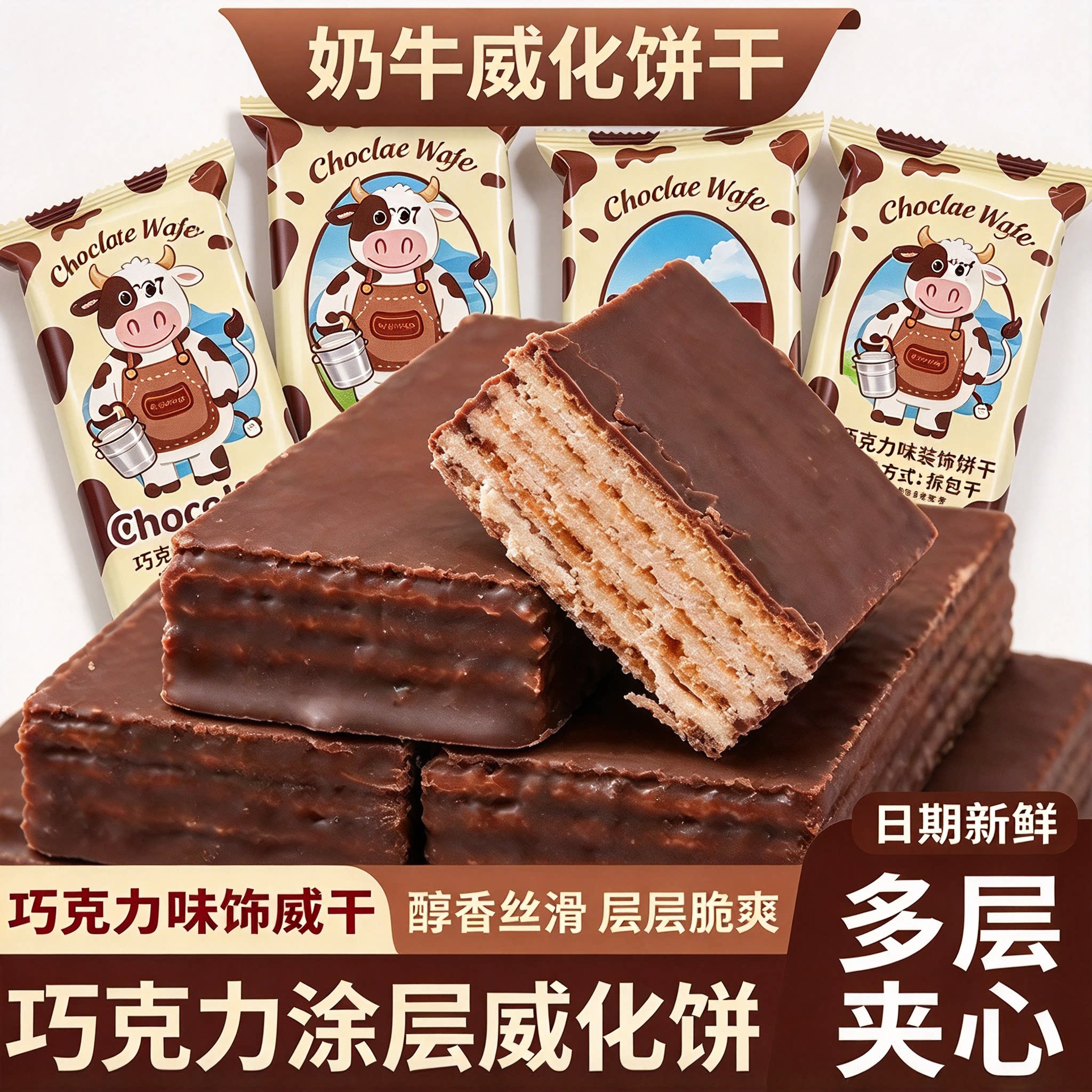 武阿哥奶牛威化饼干巧克力涂层
