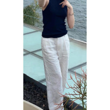 白色纯亚麻裤子女夏季薄款2025新款宽松垂感小个子休闲直筒阔腿