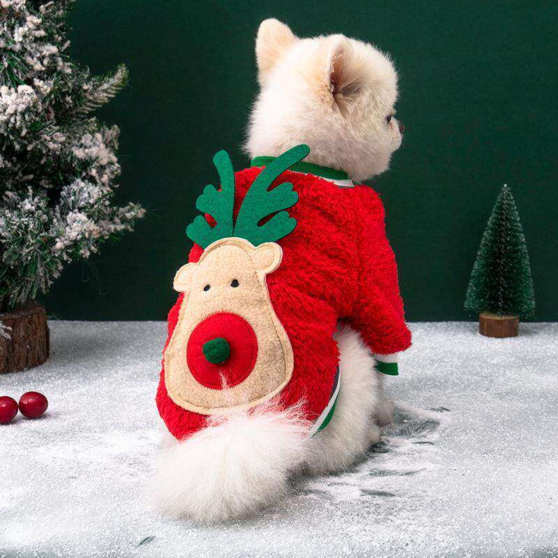 宠物秋冬衣服毛绒小鹿套头卫衣圣诞节小狗狗衣服泰迪小型犬服饰