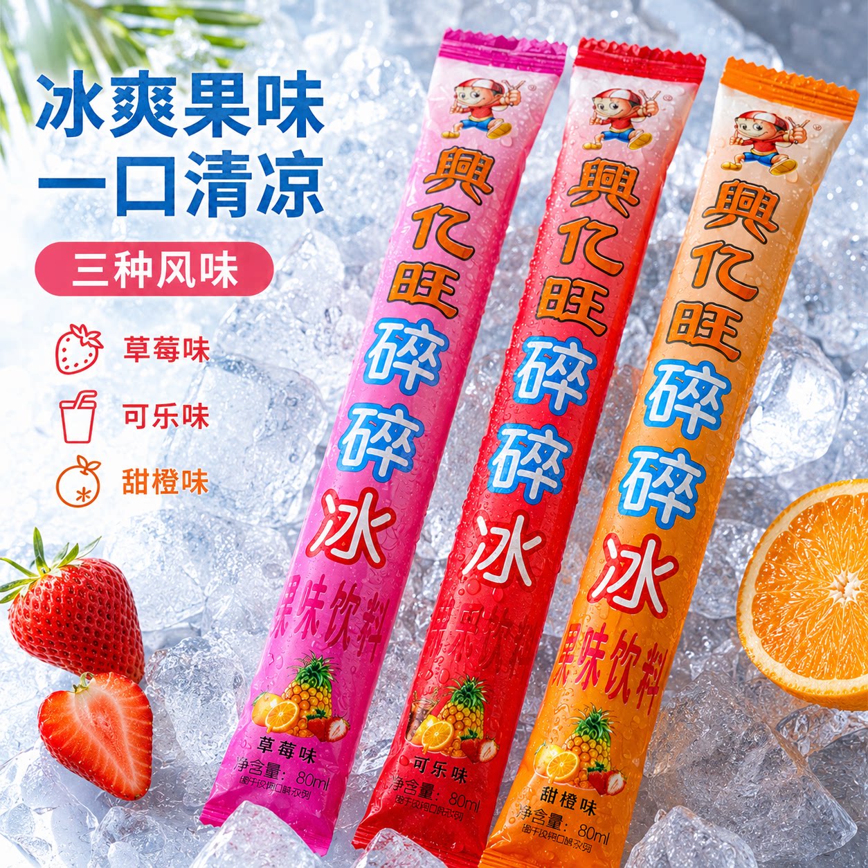 興亿旺老冰棒经典原味78ml清凉解暑果味棒冰袋装清凉独立包装