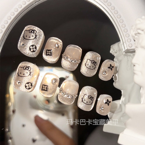 甜酷kitty猫美甲猫眼穿戴甲