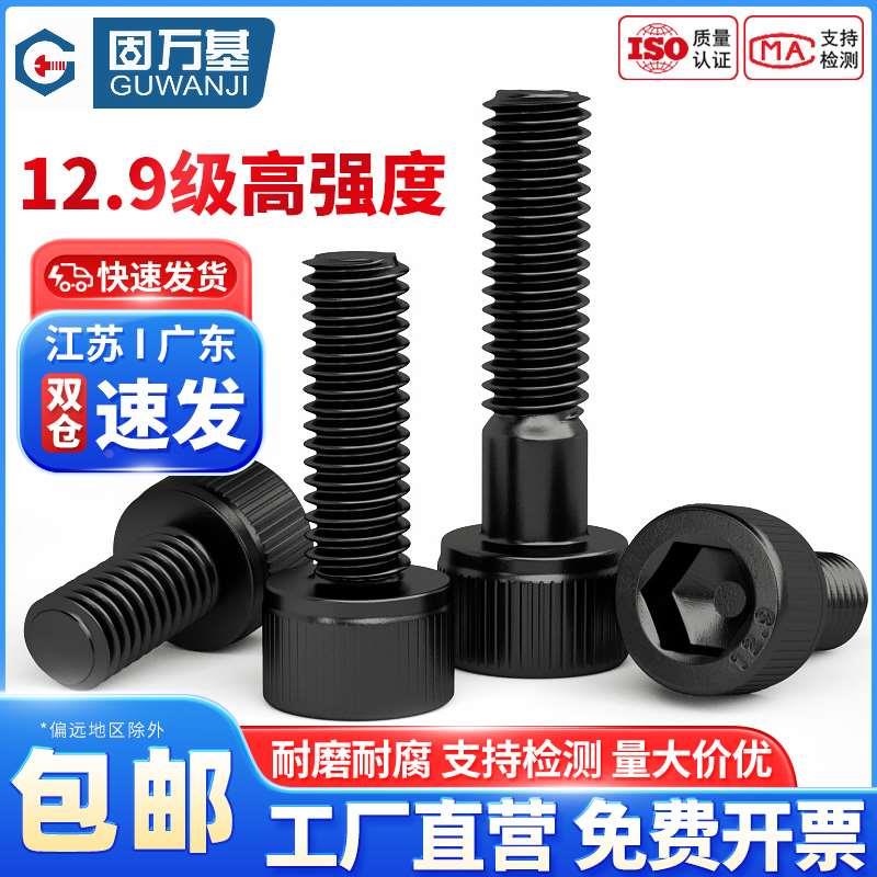 12.9级高强度螺栓圆柱头内六角螺丝杯头螺钉全牙M1M2M3M4M5M6-M24