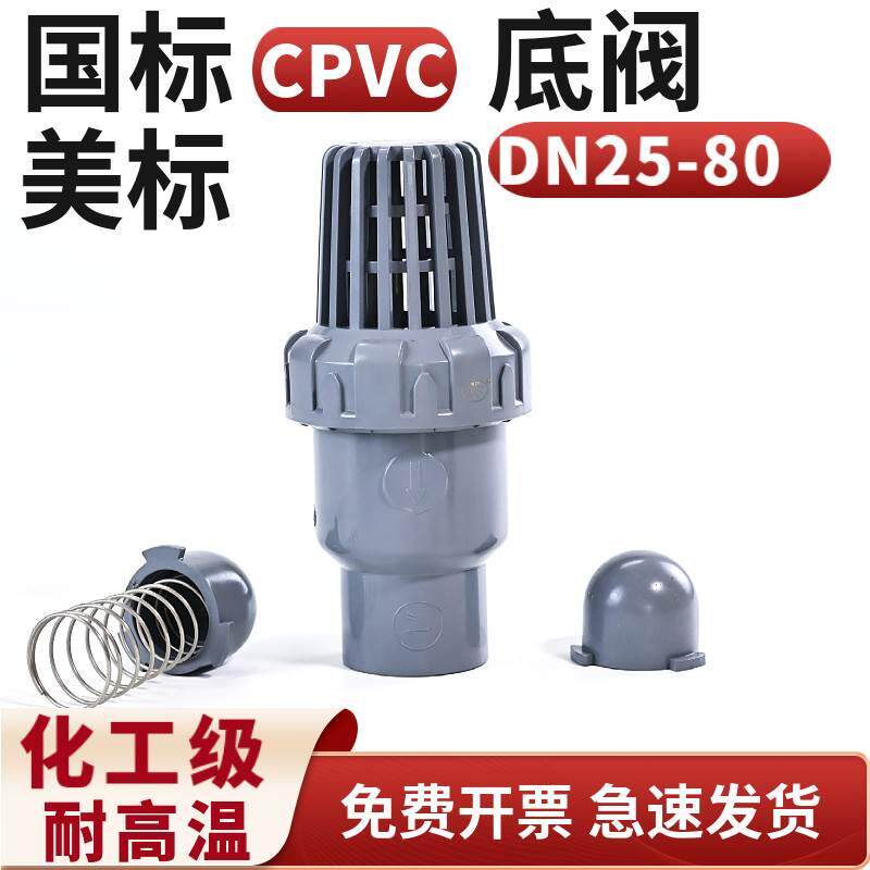 cpvc底阀自吸泵带弹簧塑料底部逆止阀管道止回阀pvc-c抽水泵花篮