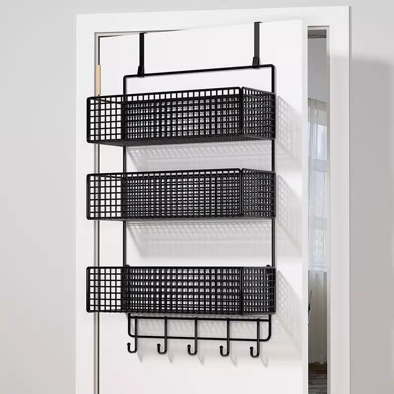 门后挂钩置物架门上挂衣架免打孔挂门后挂篮超薄衣柜侧包包收纳架