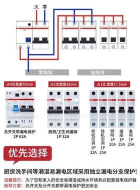 ABB充电桩专用A型漏保GSH漏电保护开关断路器220v单相电漏保2P40a