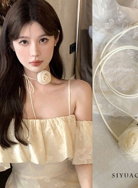 网纱玫瑰颈链夏季新款锁骨链