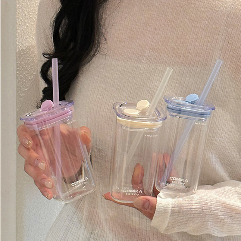 COMIKA方块玻璃吸管冲泡杯耐冷热