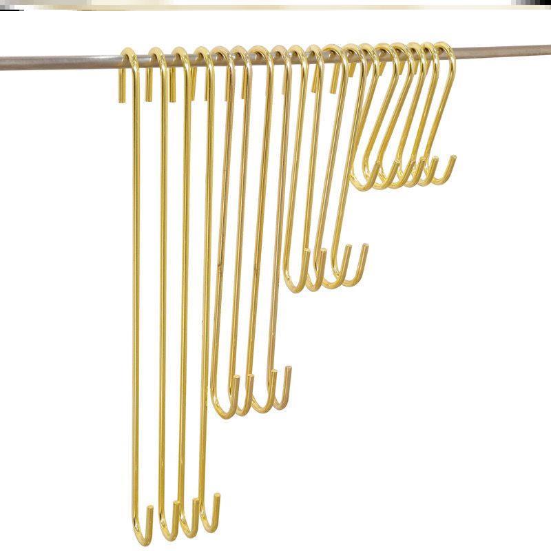 服装店S钩金色勾子挂衣服衣架挂钩S型不锈钢钩子加长衣钩裤勾挂勾