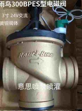 进口美国雨鸟300BPE/BPES铜制DN80 3寸大口径控制器灌溉电磁阀24V