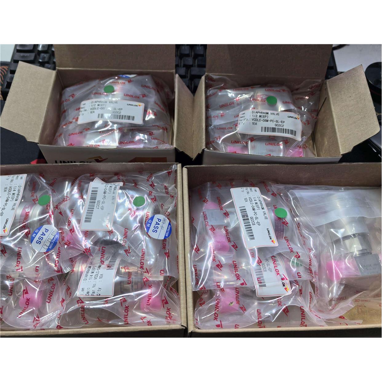 韩国UNILOK不锈钢316L气动隔膜阀低压VCR双公头超纯净EP原装进口