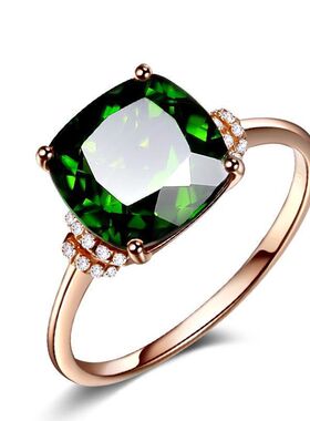 晨睿祖母绿戒指女碎钻绿碧玺戒指水晶宝石指环显细显白透辉玉石