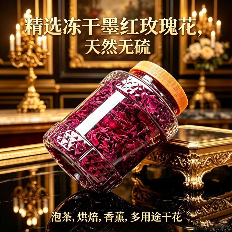 云南冻干大朵特级墨红玫瑰2026新货自然花香日常玫瑰花干泡茶冲泡