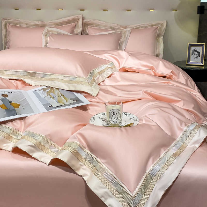 纯色四件套轻奢高级感100全棉床单被套Q罩床笠款床上用4