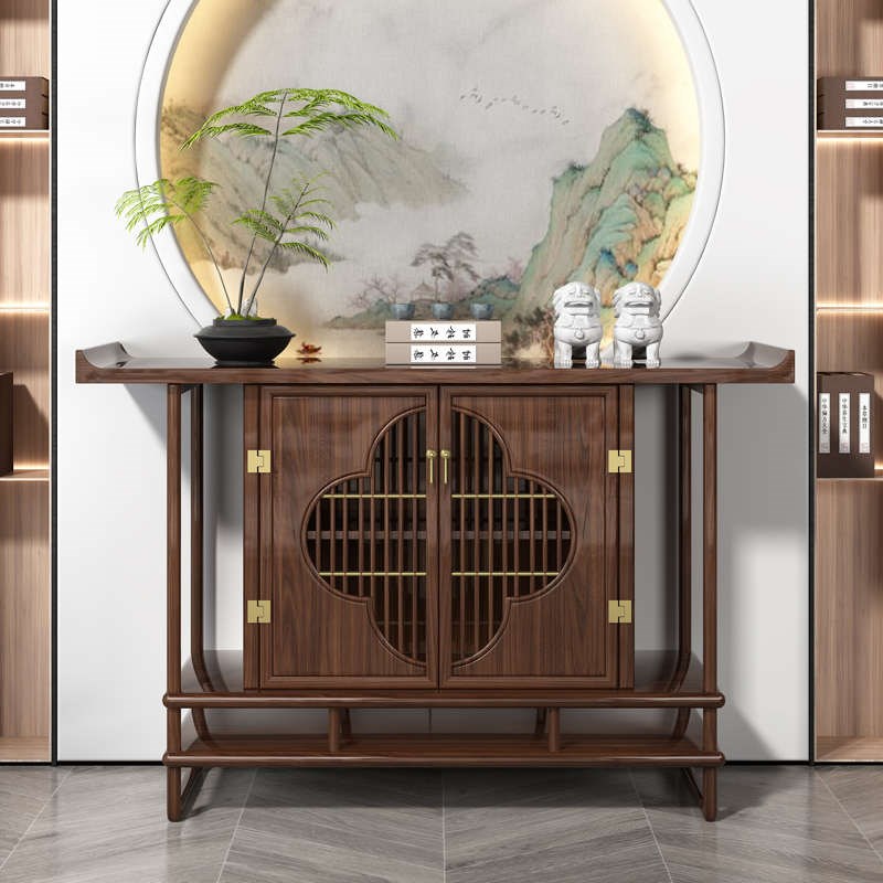 新中式玄关桌乌金木条案s客厅靠墙供桌案几入户入门超窄实木玄关