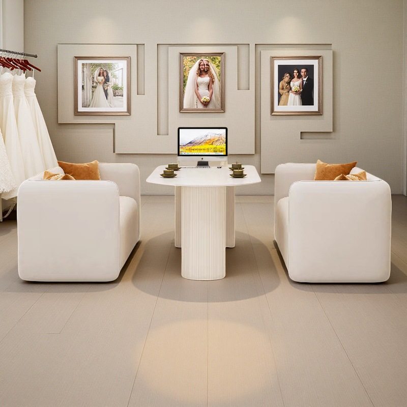 影楼婚纱店接待洽谈沙发桌椅美容院休息区谈单桌美甲店工作室卡座