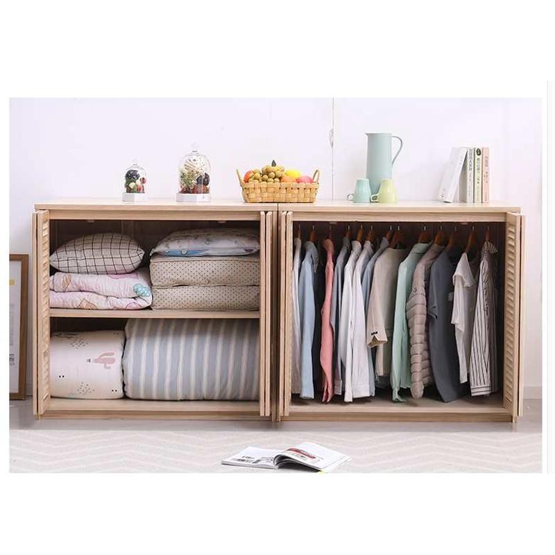 阳台储物柜防f晒实木柜子简约卧室带门衣柜家用大容量棉被子收纳