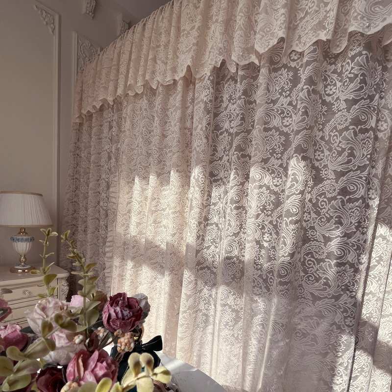 2024蕾丝导轨蚊帐加密加厚公主风G落地三开门U型轨道家用床