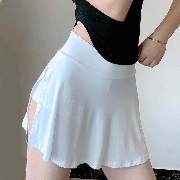 欧美风高腰显瘦侧性感开叉半身裙女夏季不规则A字短裙防走光裙裤