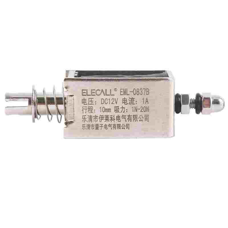 伊莱科直流推拉式电磁铁EML-0837B吸盘铁20N推力10mm长行程12 24V