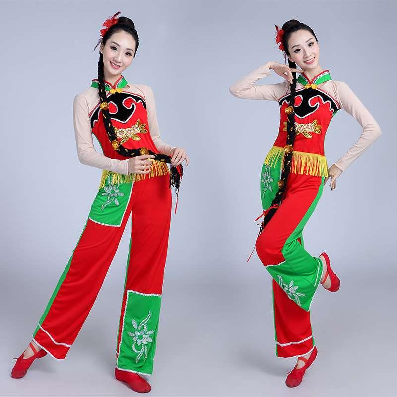 陕北民族风山丹丹开花红艳艳新款秧歌服舞蹈演出服打鼓服腰鼓服