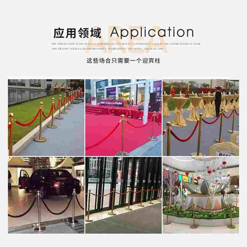 百舸礼宾杆不锈钢一米线酒店银行隔离栏护栏黑金钛金色迎宾礼宾柱