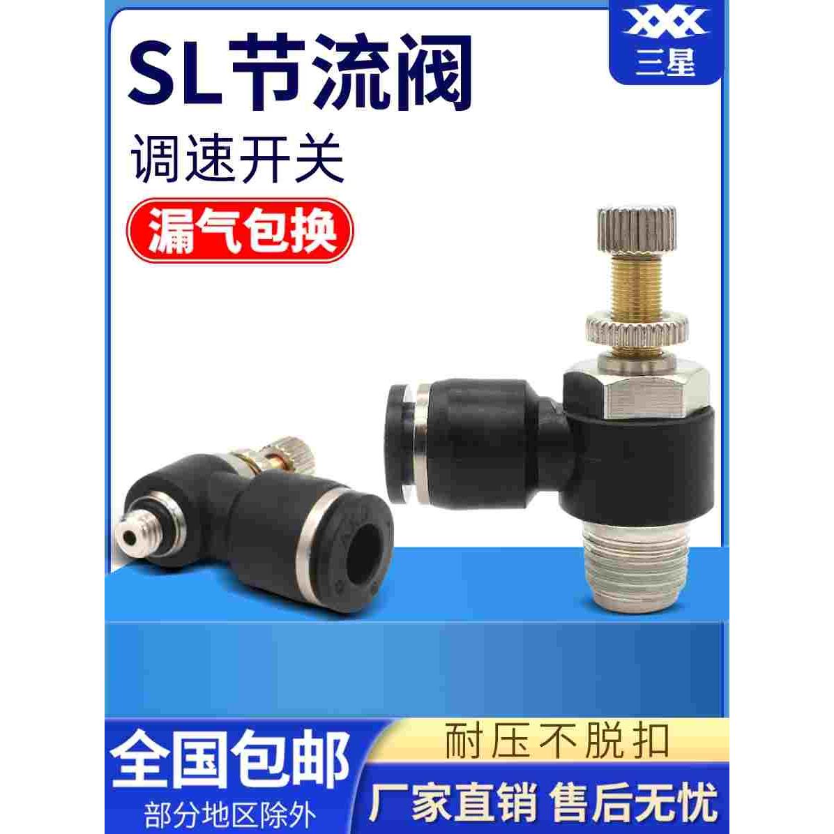 气动气管快速接头节流阀调节阀SL8-02可调气缸调速阀调速开关6-M5