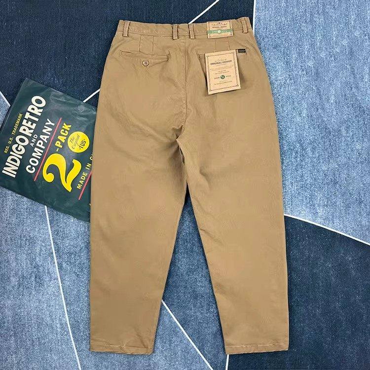 大码春秋纯棉日系休闲裤男复古直筒工装裤潮流百搭卡其微锥形长裤,男装,休闲裤,淘宝优惠券,粉丝福利购,淘宝优惠卷