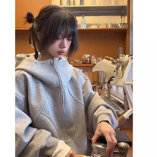 特大码 boxy重磅连帽卫衣男秋冬cleanfit设计感廓形外套 300斤美式