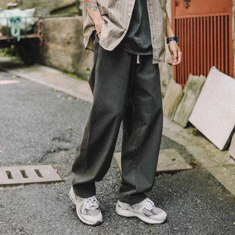 大码日系复古春秋季松紧腰抽绳直筒裤男士潮牌宽松纯棉休闲长裤男,男装,休闲裤,淘宝优惠券,粉丝福利购,淘宝优惠卷