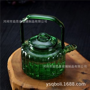 高硼硅玻璃沸水壶翠绿色茶壶家用功夫茶具小号绿竹煮茶壶