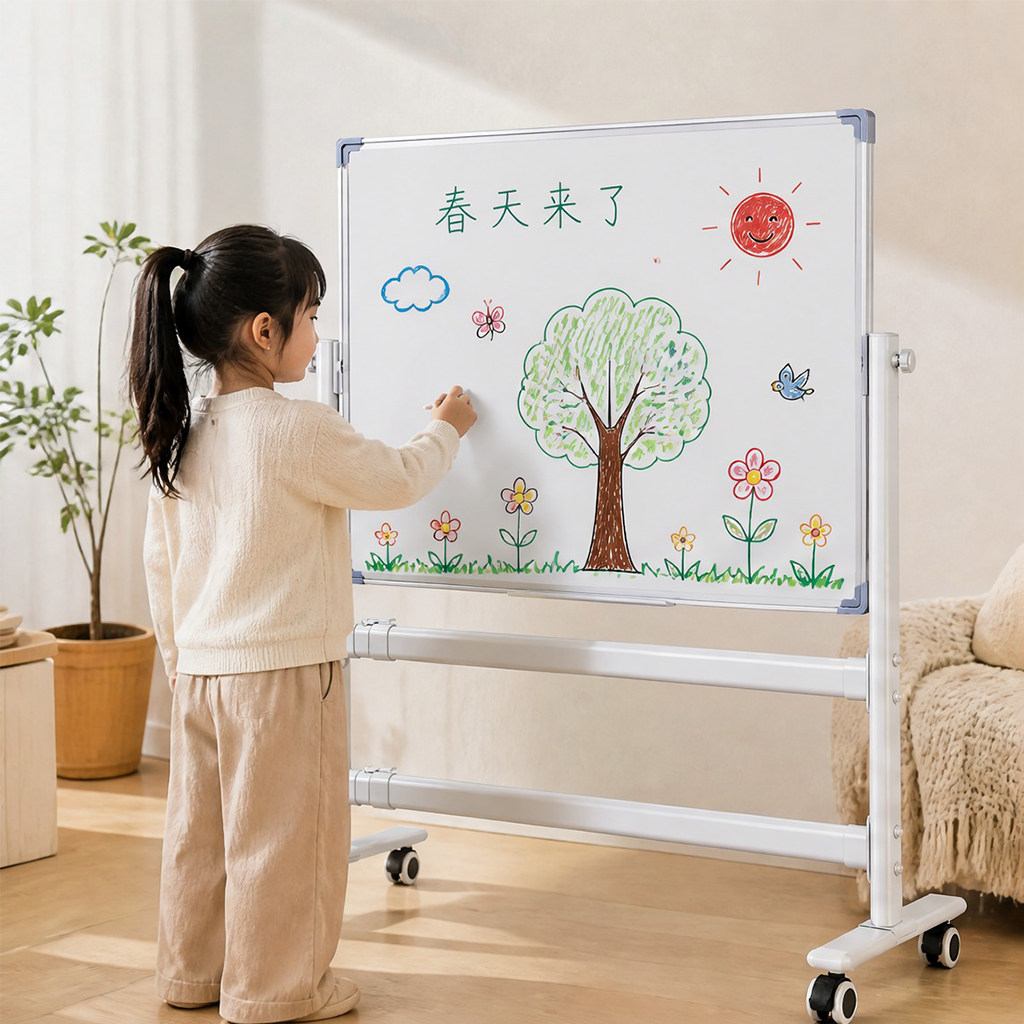 白板写字板加厚支架式移动黑板家用教学双面儿童大画板留言板立式培训办公用磁性白板水笔可擦写公告板带支架
