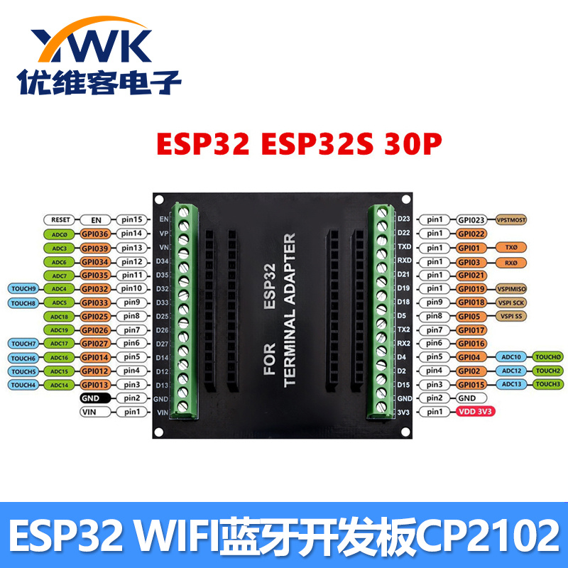 ESP32扩展板30Pin 兼容ESP32 WIFI蓝牙开发板CP2102 DIY模组底板
