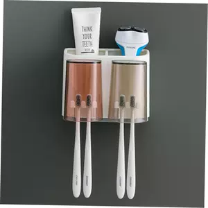 [toothbrush tooth cup holder wall rack bathroom mount home]