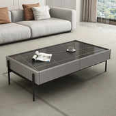 办公岩板茶几意式 极简商务客厅接待室会客现代方形轻奢泡茶桌休闲