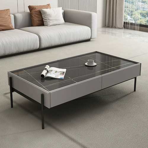 办公岩板茶几意式极简商务客厅接待室会客现代方形轻奢泡茶桌休闲