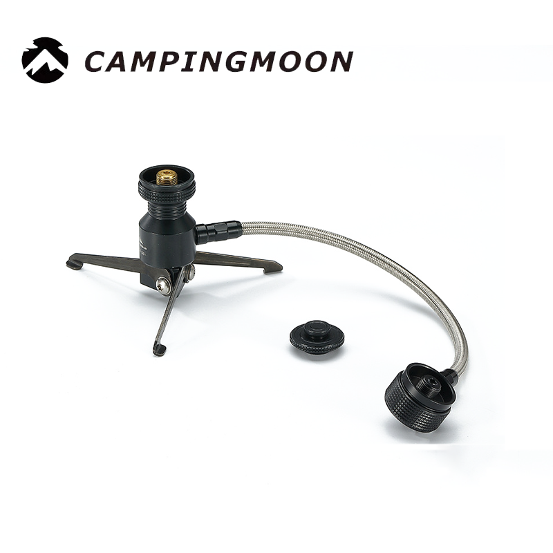 柯曼扁气转接卡式罐炉头支架防烫扁气延长管接头黑色火箭炉支架