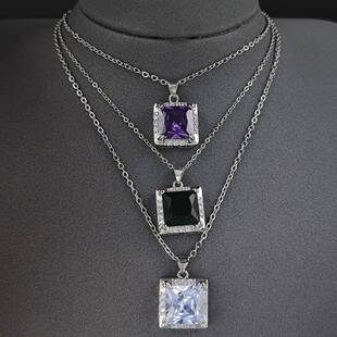 女式 方形百搭时尚 项链吊坠x572 电商新款 欧美跨境热卖