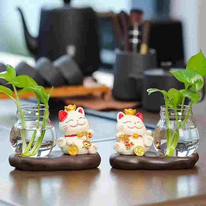 招财猫家居客厅装饰品办公桌面工位摆件水培花瓶水养器皿花盆摆设,ZIPPO/瑞士军刀/眼镜,酒具,淘宝优惠券,粉丝福利购,淘宝优惠卷