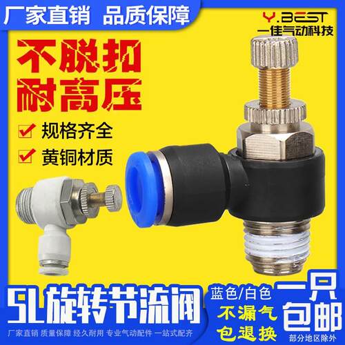 SL气动快速接头白色节流阀调速阀SL4/6/8/10/12-M501020304控制阀