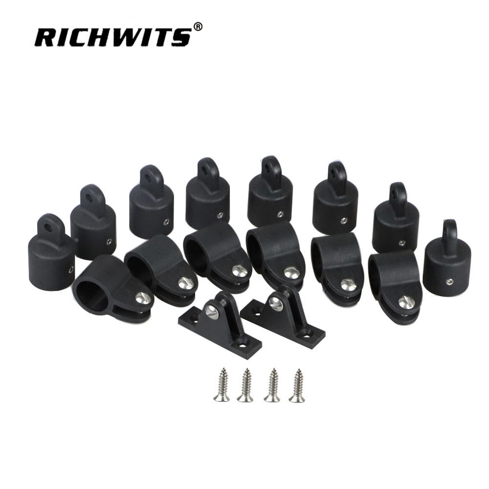 高强度黑色尼龙滑套滑帽山形座 皮划艇橡皮艇遮阳五金 16件套装