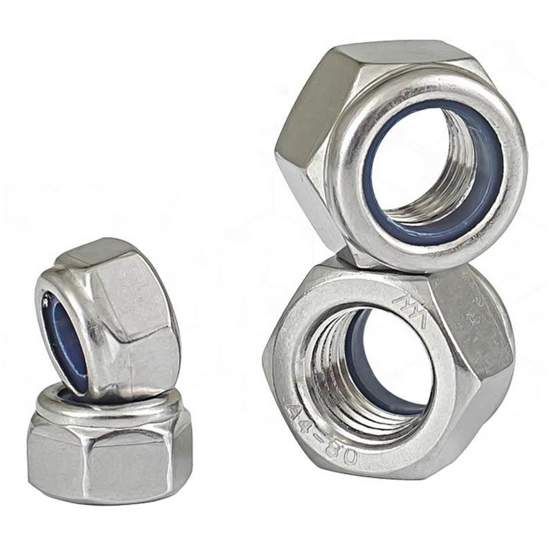 不锈钢304/316/316L加厚尼龙防松螺母DIN982六角锁紧螺母自锁螺帽