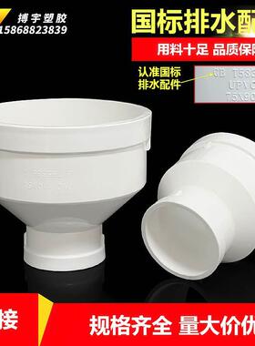 PVC国标大小头异径同心转换接头110变75变径直接给排水管变径接头