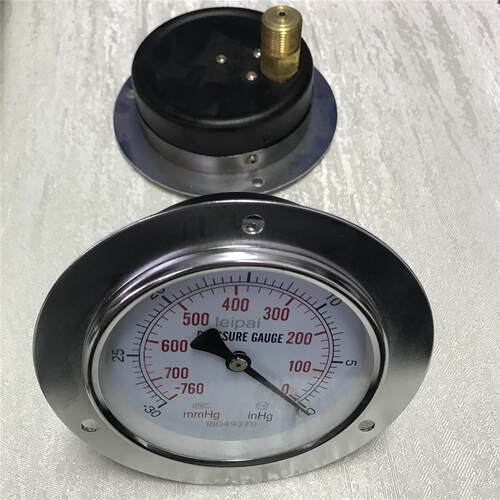 轴向带边真空表 直径100mm 负压范围 -30～0inHg  -760～0mmHg
