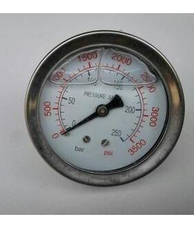 轴向耐震压力表 直径50mm 压力0-250bar 3500psi yn-50z ZG1/4