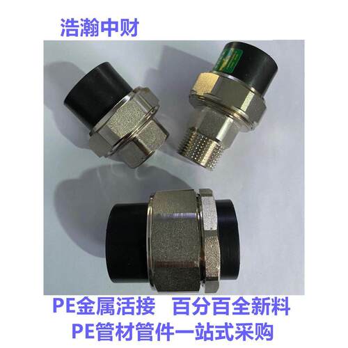 PE全塑活接热熔202532自来水管件4 6分1寸75内外丝牙铜铁双头油任