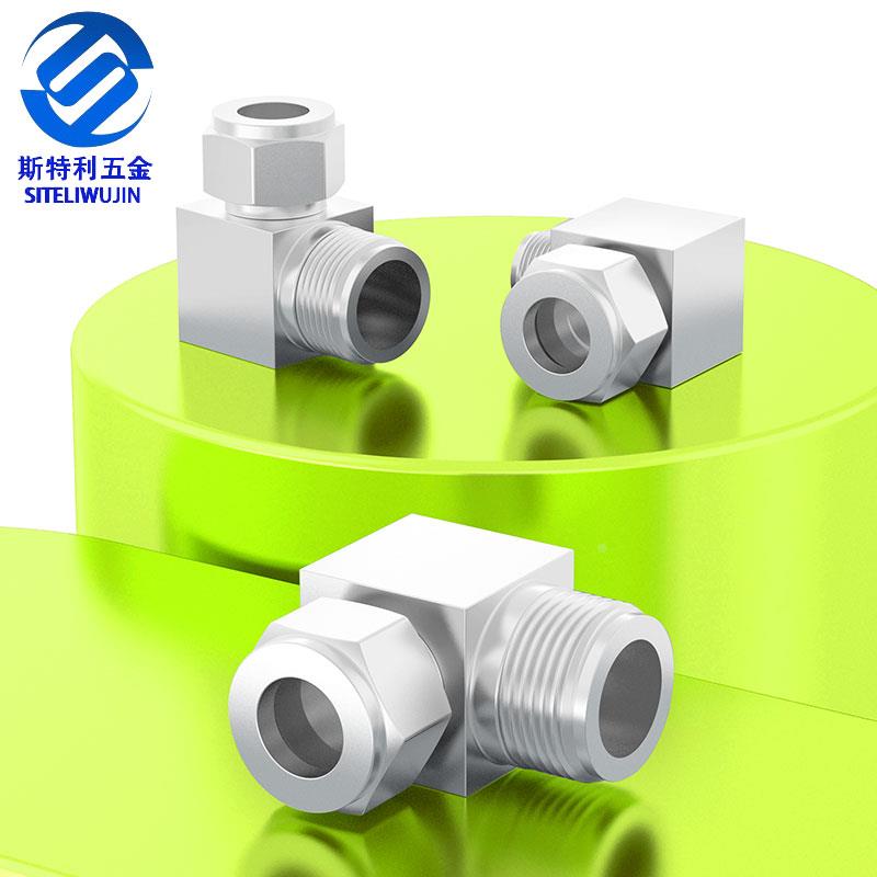 304/316不锈钢弯头终端双卡套接头90°直角弯头铜管接头ZG/NPT/G