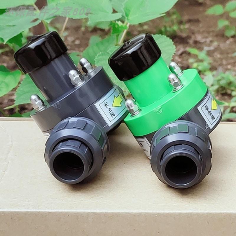 UPVC/PVC塑料带活接 安全阀/背压阀/单向泄压阀 DN15/20/25直插式