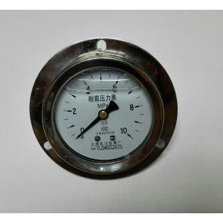 轴向带边耐震压力表 YN-60ZTQ 0～10mpa pt1/4 上海仪川 直径60mm