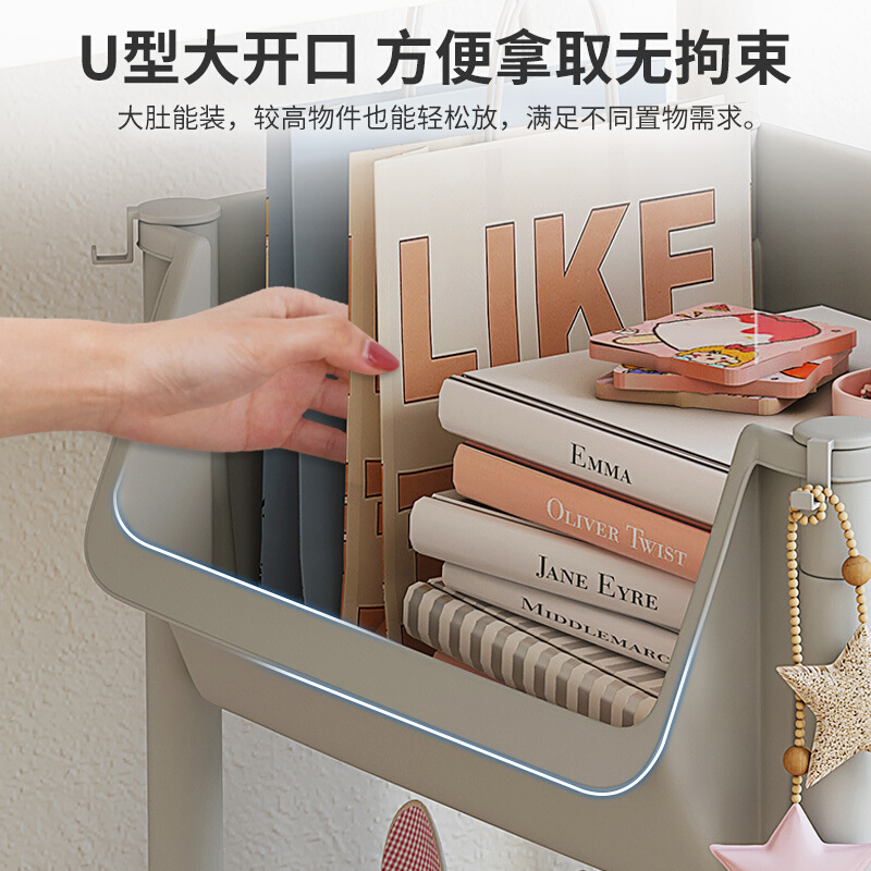 。桌下书架办公室书桌旁小推车置物架桌面收纳可移动带轮落地收纳